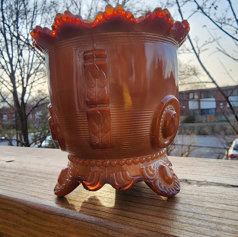 GREENTOWN CHOCOLATE SLAG GLASS SUGAR DISH WITHOUT LID